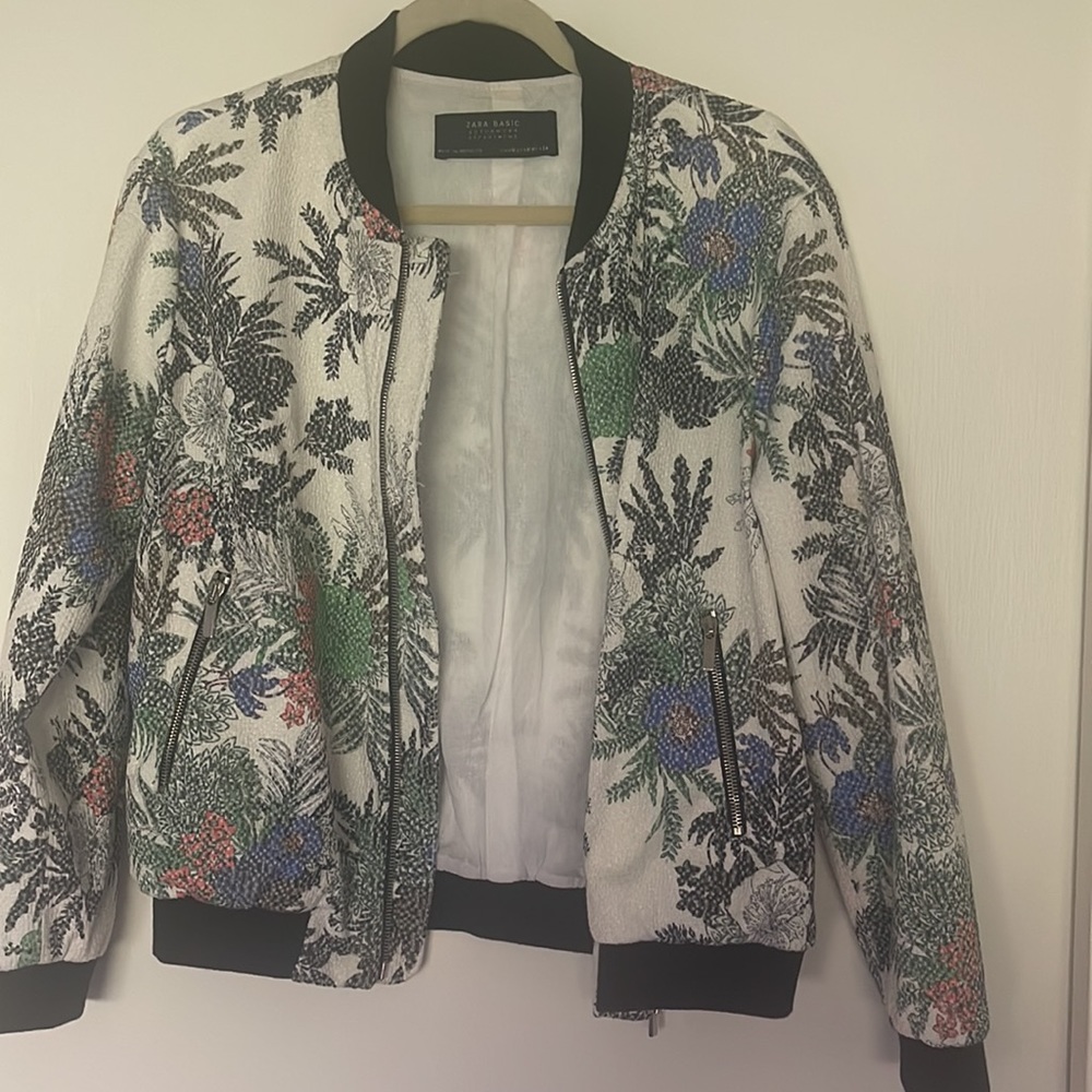 Leaf Pattern Bomber Jacket - image 7